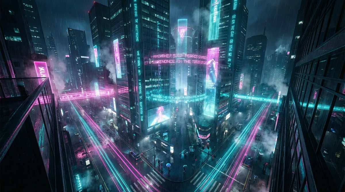 老奶奶BGMBB 竖屏短剧平台首页背景 - 赛博朋克都市夜景